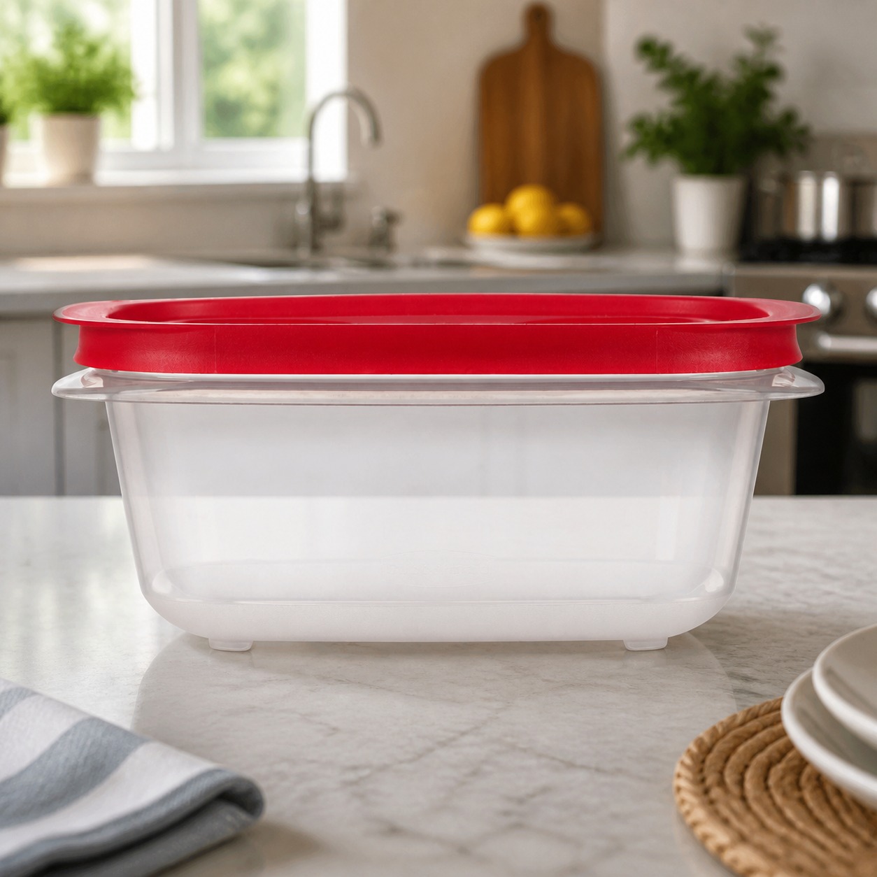 Meal Prep Organizer - Roter rechteckiger Lebensmittelbehälter mit einfach zu