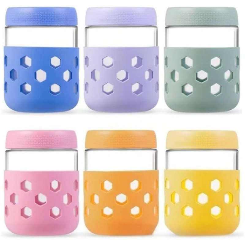 Meal Prep Oatmeal Jars - Weichglasbehälter mit luftdichten Deckeln, Weithalsbehälter für
