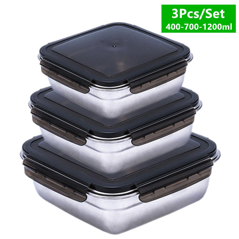 Meal Prep Tupperware - 1200/750/400 ml Lunchbox-Sets, Lebensmittelqualität, Edelstahl 304,