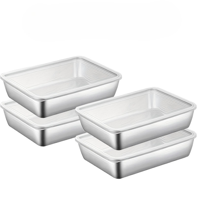 Meal Prep Organizer - 4-teiliges Edelstahl-Lebensmittelbehälter-Set, Meal-Prep Kühlschrank-Organizer, Küchenzubehör, 2