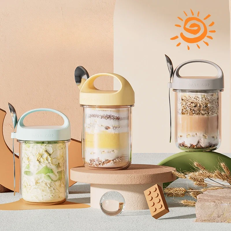 Meal Prep Oatmeal Jars - 420ML Neue Frühstück Tassen Haferflocken Müsli