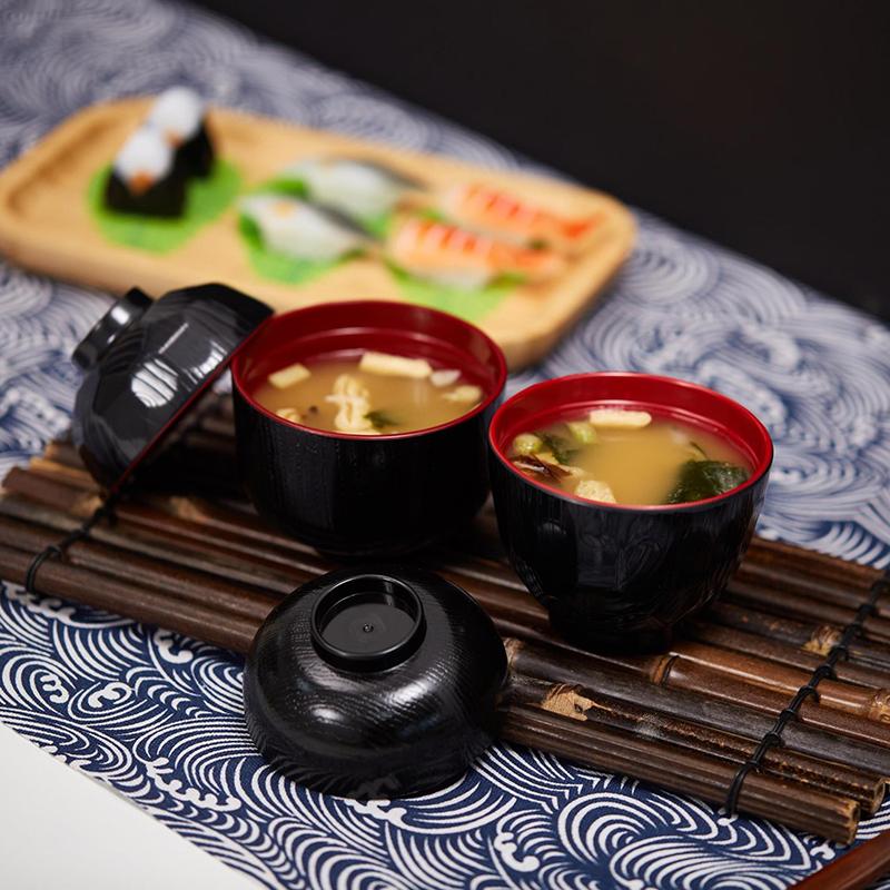 Meal Prep With Rice - Zweifarbige Miso-Suppenschüssel mit Deckel, Japanische Zweifarbige