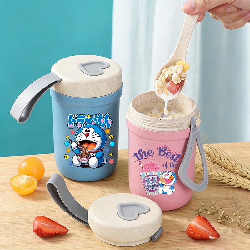 Meal Prep Oatmeal Jars - Doraemon Mädchen Jungen Tragbarer Frühstücksbecher Multifunktionsflasche